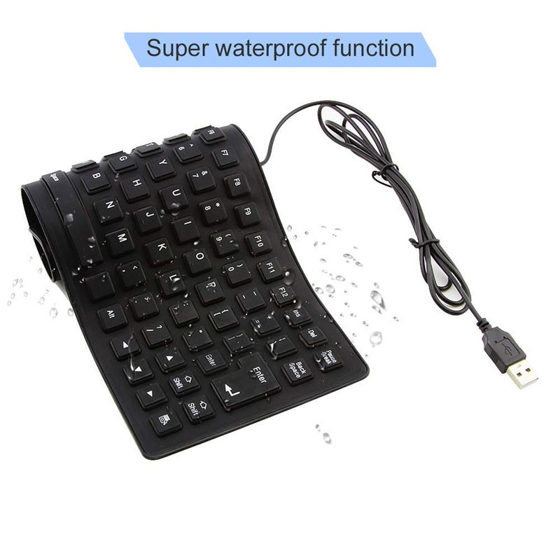 Sunffice Foldable Silicone Keyboard, USB Wired 85 Keys Waterproof Rollup Silent Typing Soft Touch Keyboard for PC Notebook Laptop(Black) - Image 3